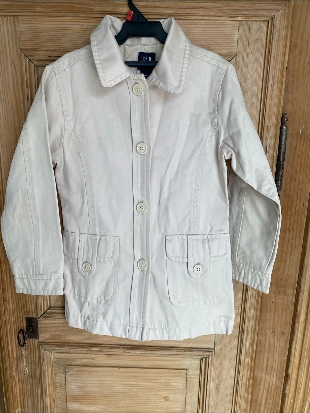 083–GAP Kids Cream Button-Up Cotton Pea Coat